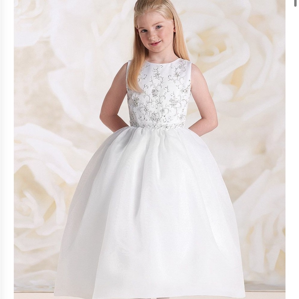 White organza beaded gown